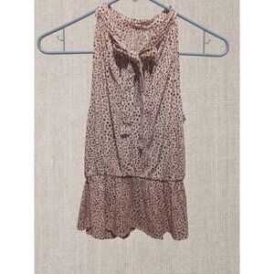Japna Womens Sleeveless Tiered Leopard Print Blouse Size Small